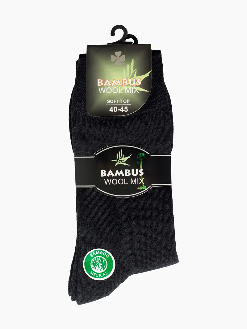 2pk bambussokker ullmix unisex Sort