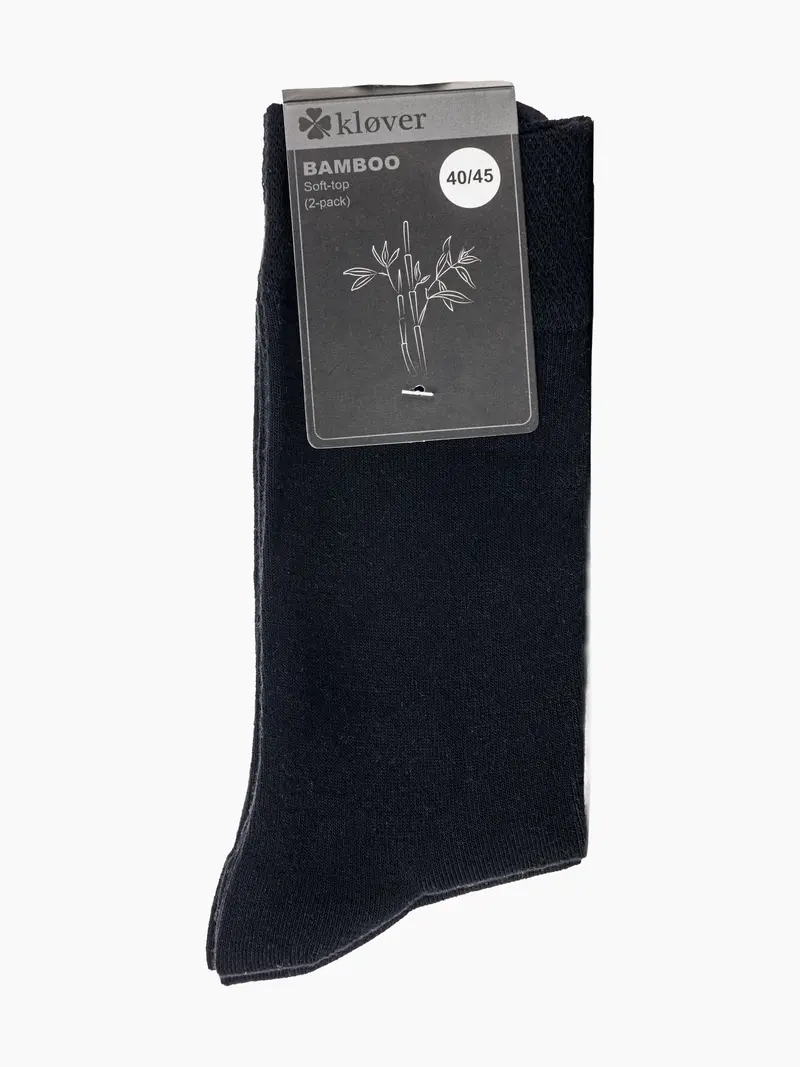 2pk bambussokker unisex Kløver Sort