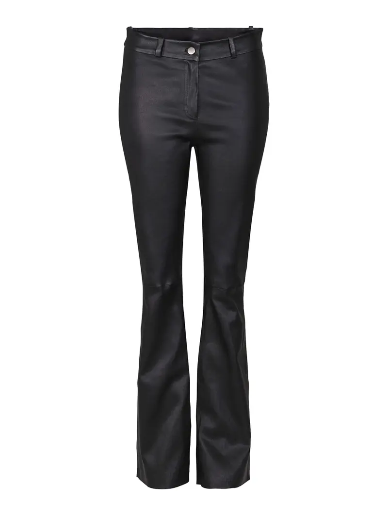 55-266 Leather stretch bootcut Sort