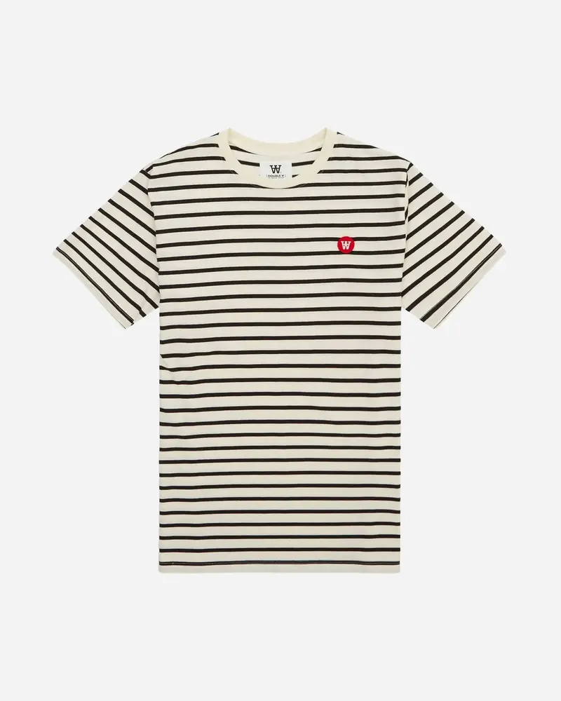 Ace Badge T-Shirt - Off-White/Black Stripes