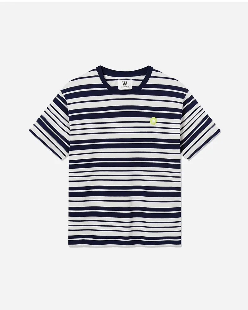 Ace Stripe T-Shirt - Off-White/Navy Stripes