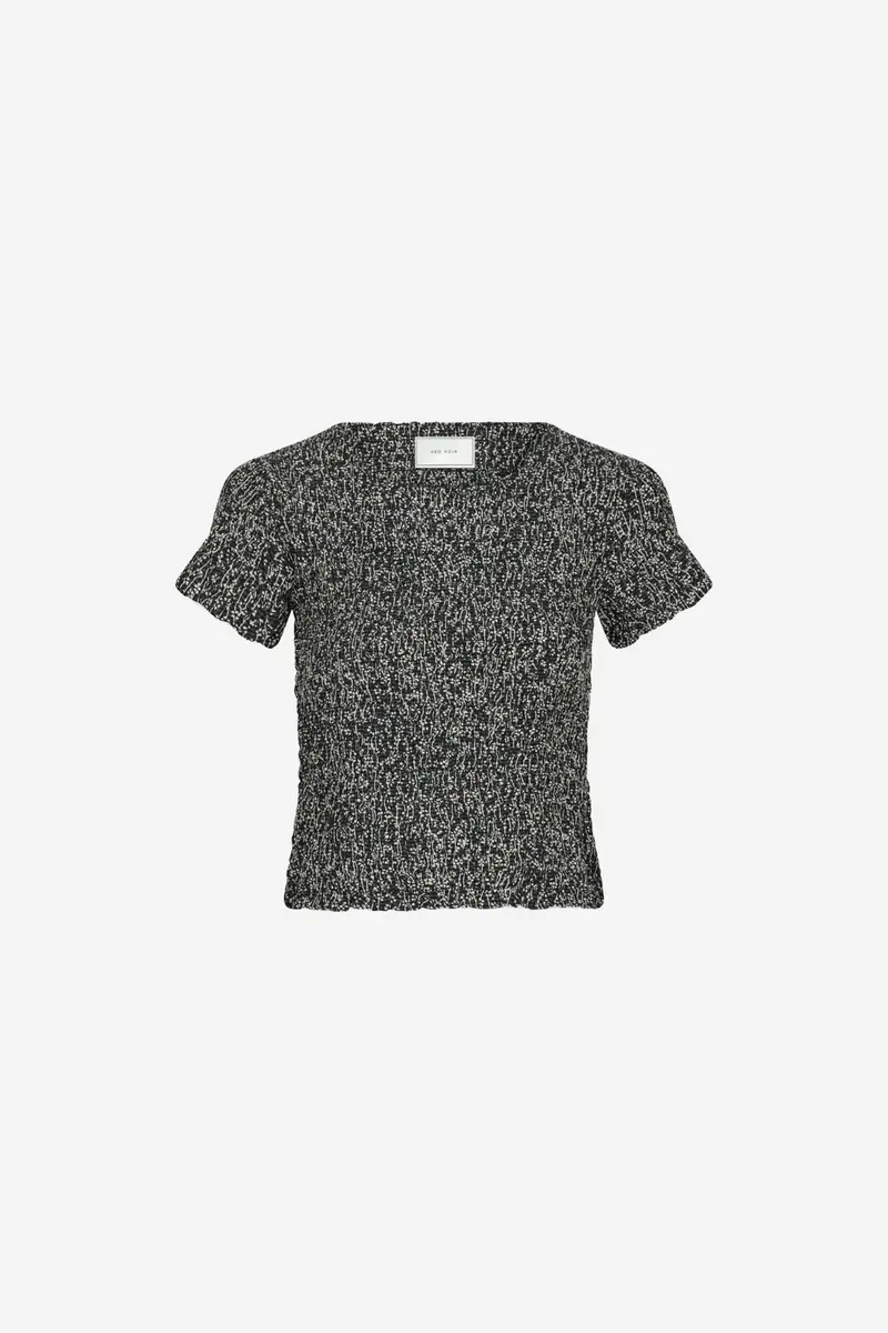 Aletta Flower Check Top Black