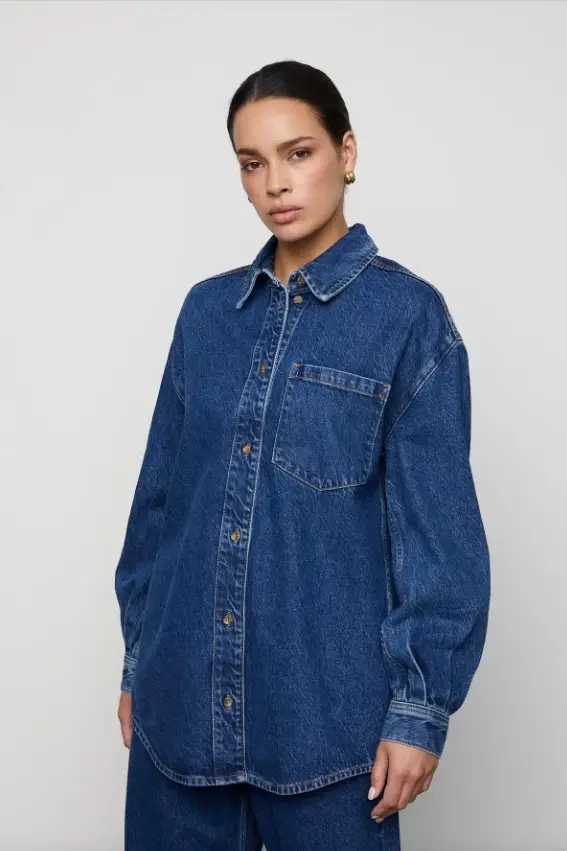Alex Shirt Washed Dark Blue