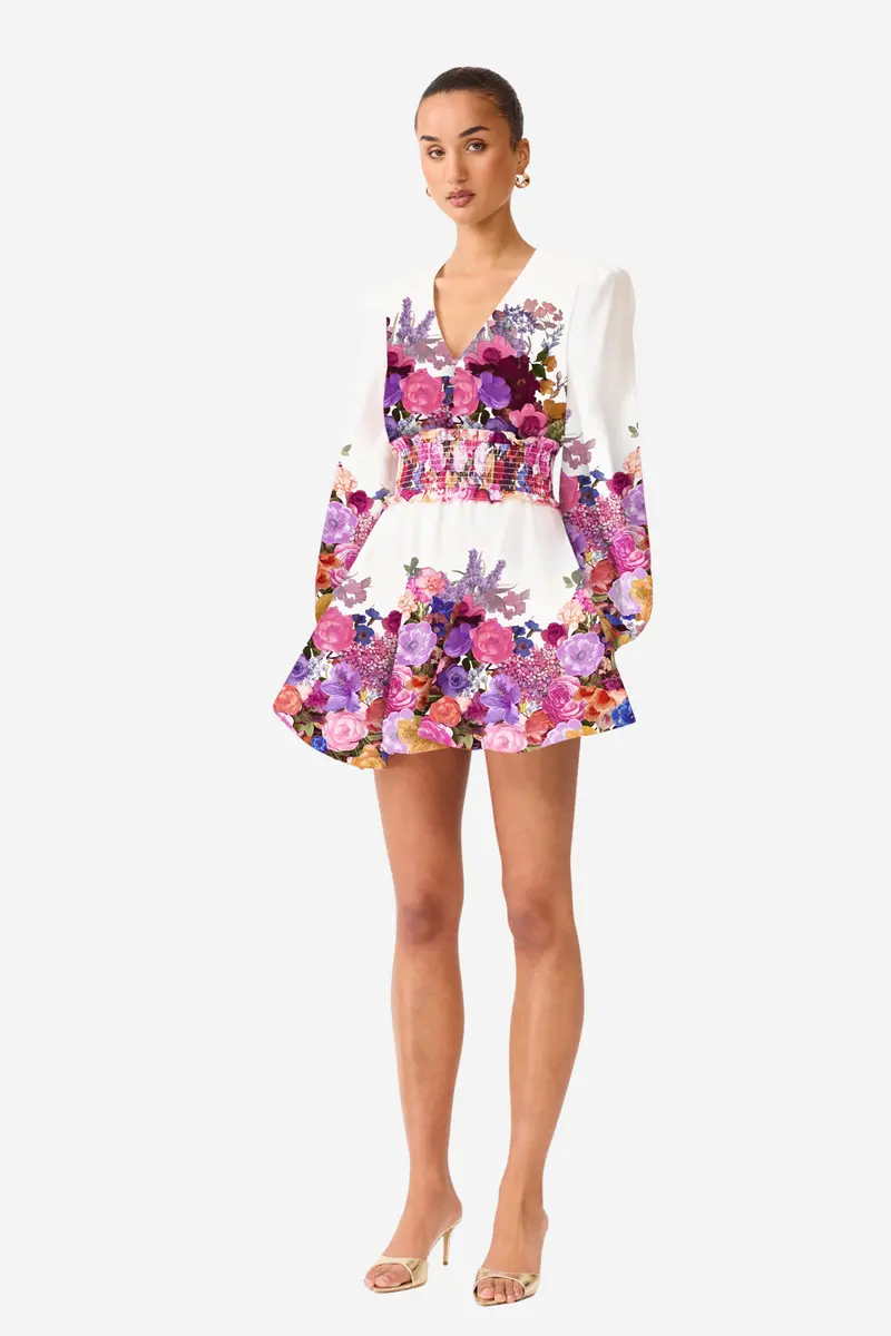 Alice Long Sleeve Mini Dress Ombre Floral