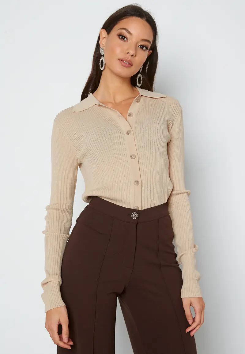 Ally LS Knit Cardigan Poloneck