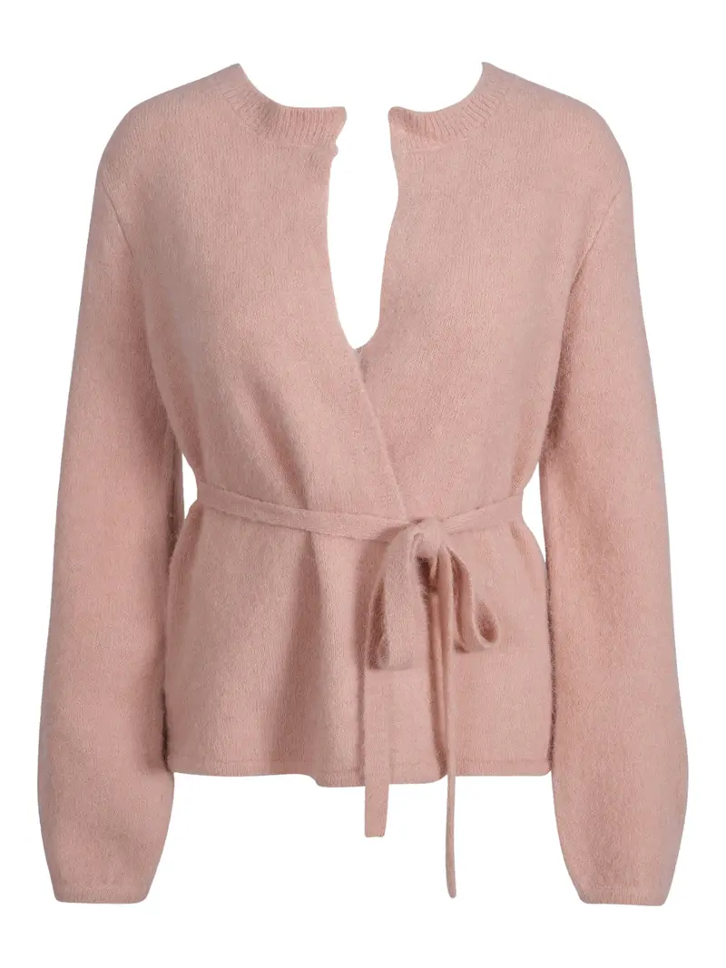 Alpaca belt cardigan Dusty Rose