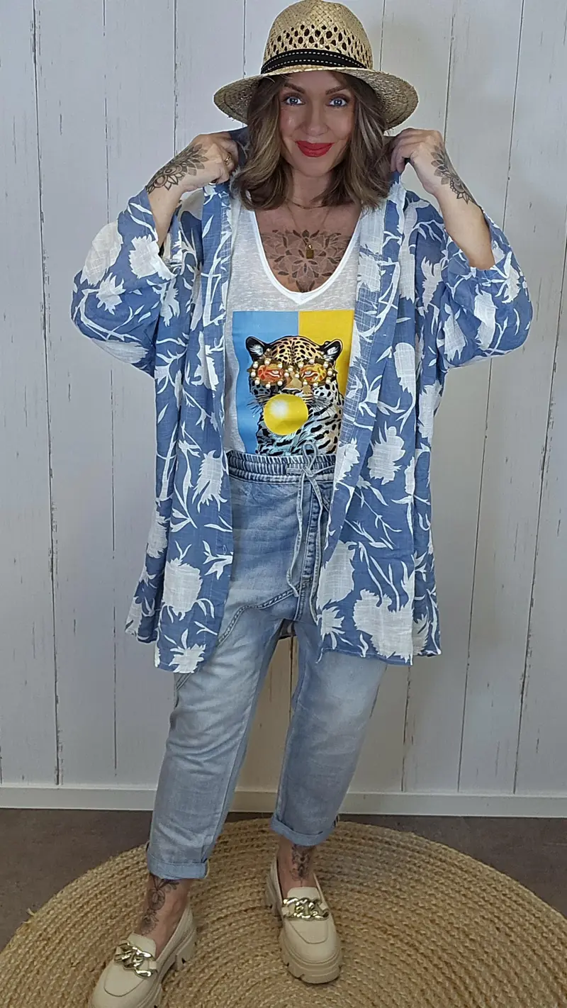 Amalia lang skjorte blå