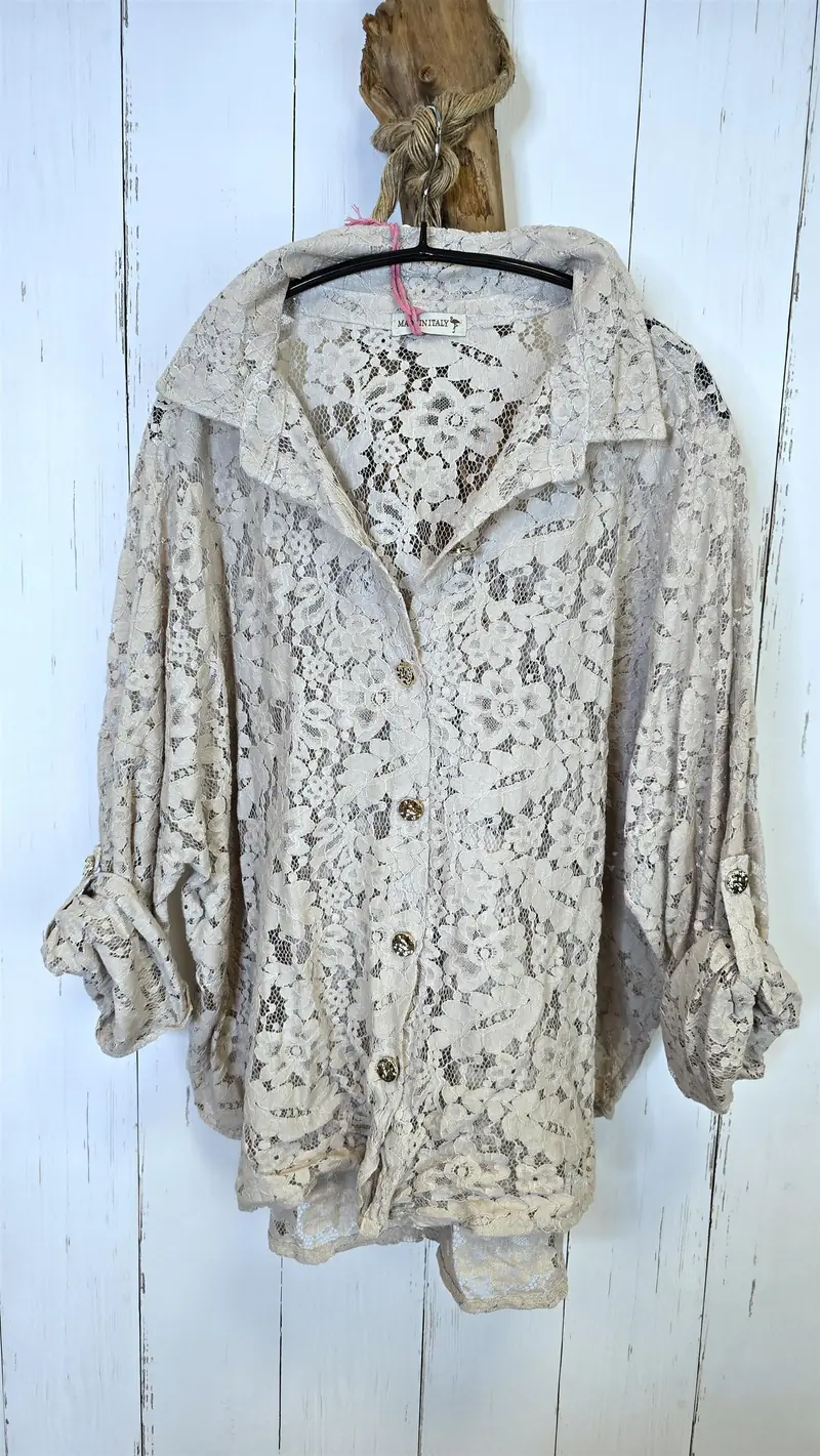Amalie blondeskjorte beige