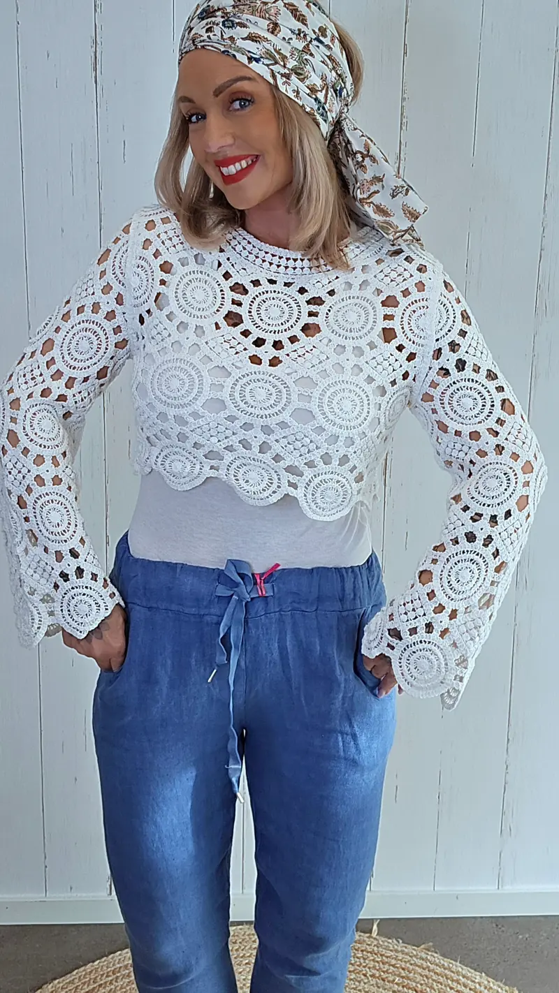 Amalie heklet topp hvit