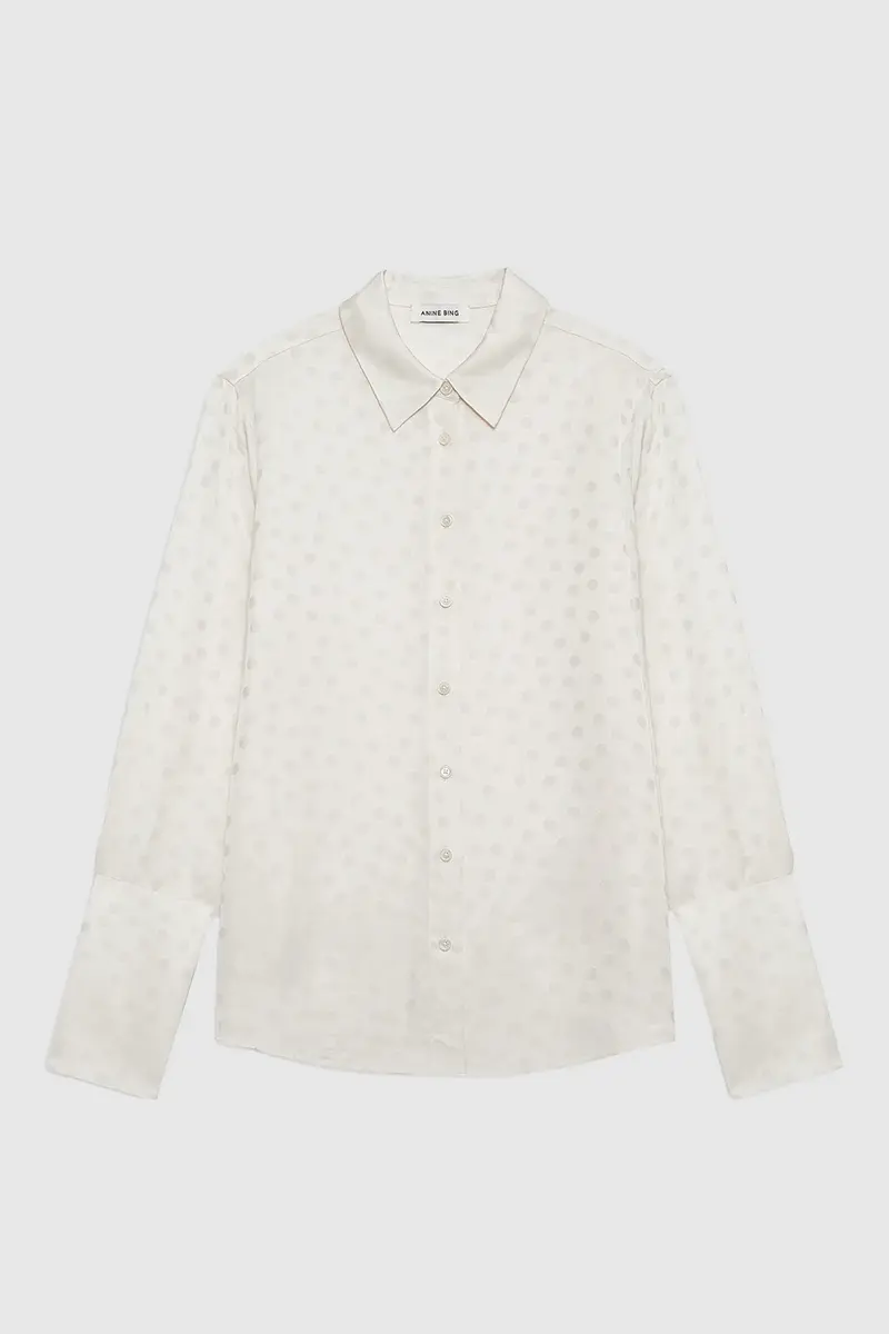Amanda Shirt Ivory Dot Jacquard