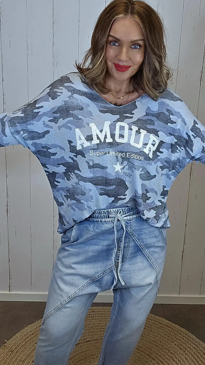 Amour genser camo blå