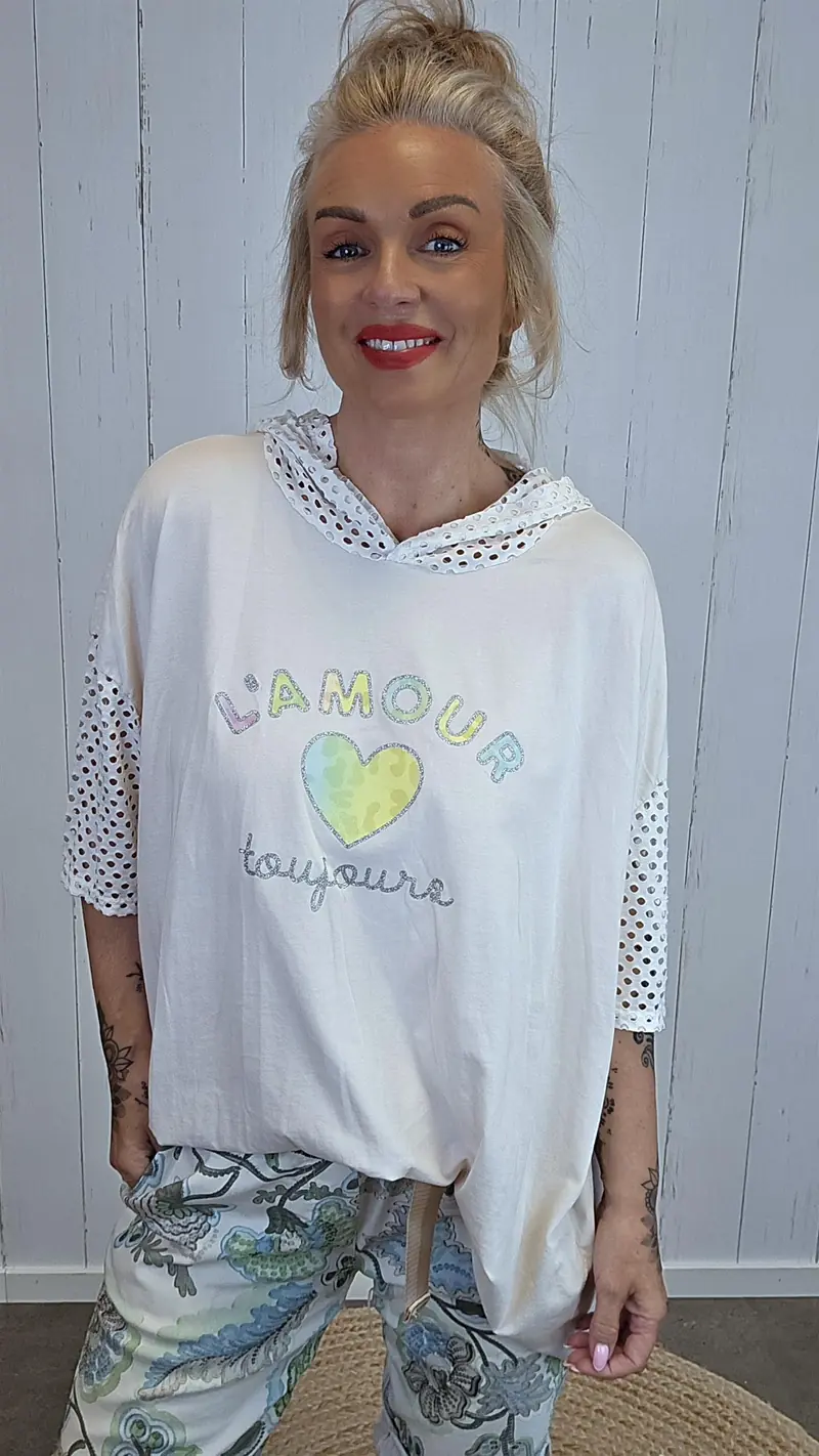 Amour Topp med Hette beige