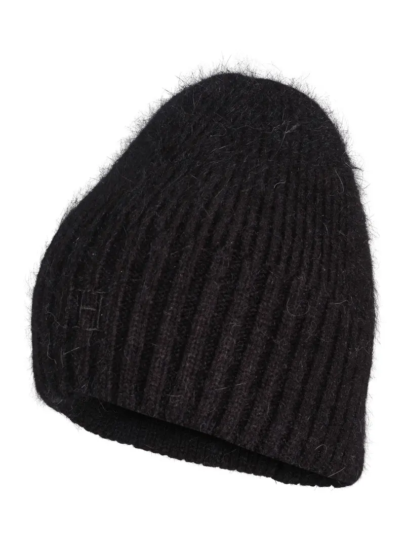 Angora rib beanie Black