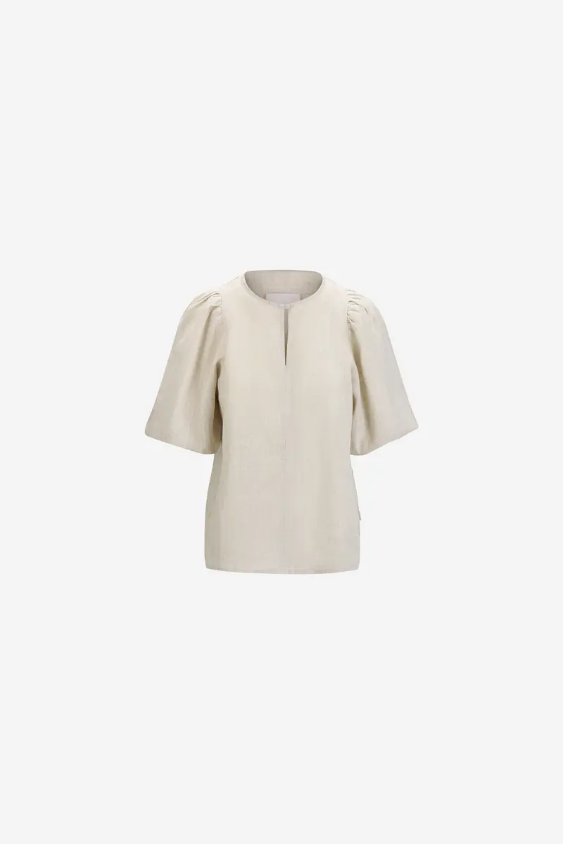 Anna Linen Top Beige Melange
