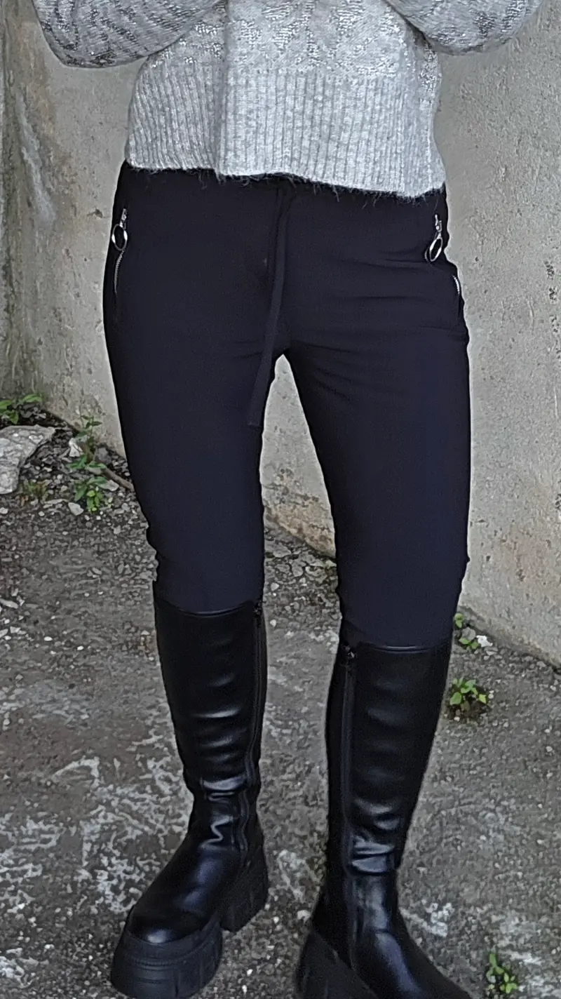Anna skinny fit pant technical jersey black