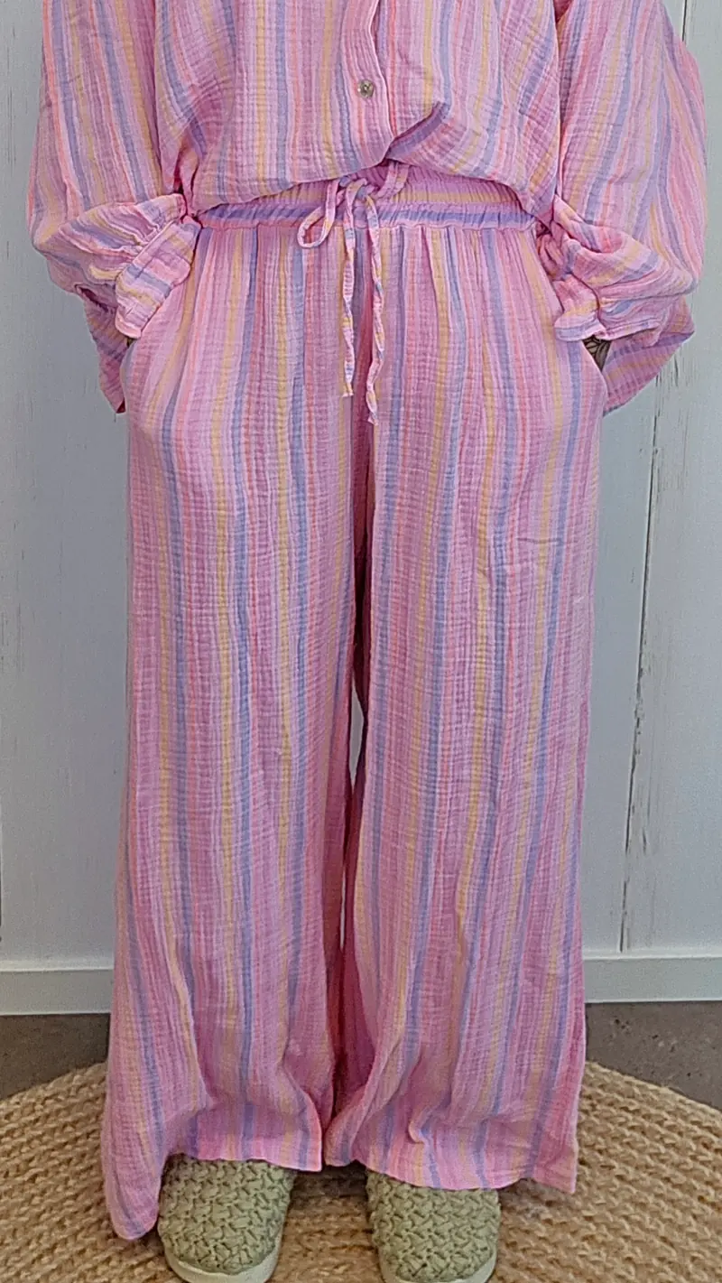 Annie bukse med striper rosa