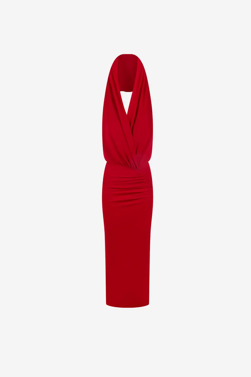 Annie Hooded Midi Dress Scarlet