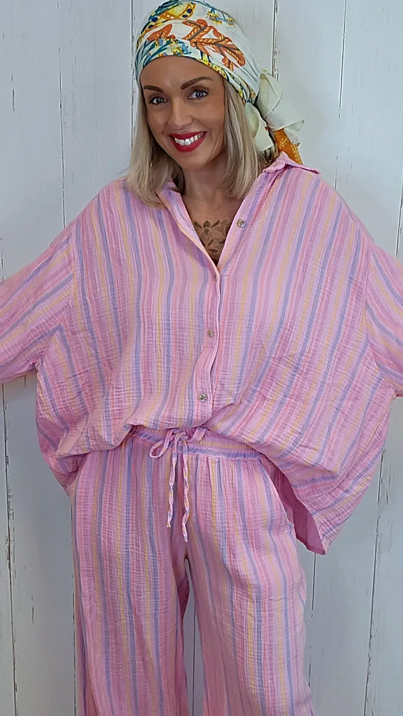 Annie skjorte med striper rosa
