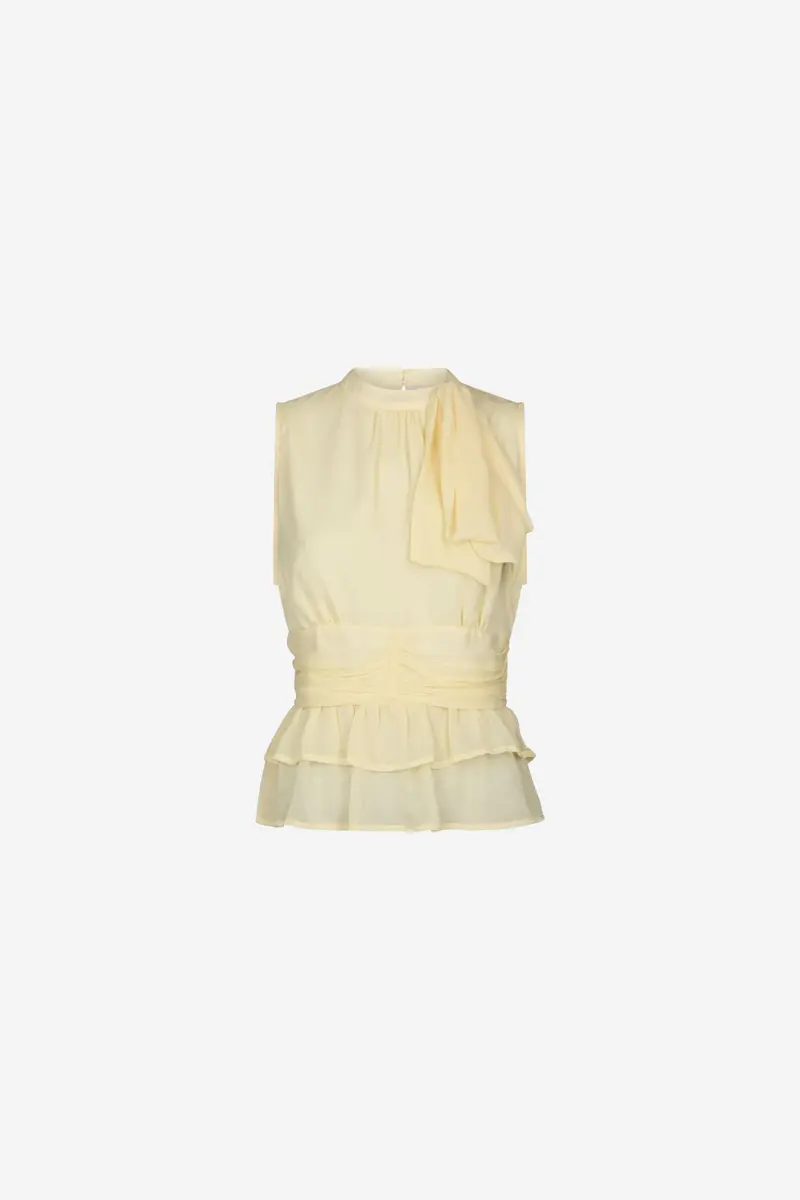 Ansol Solid Chiffon Top Light Yellow