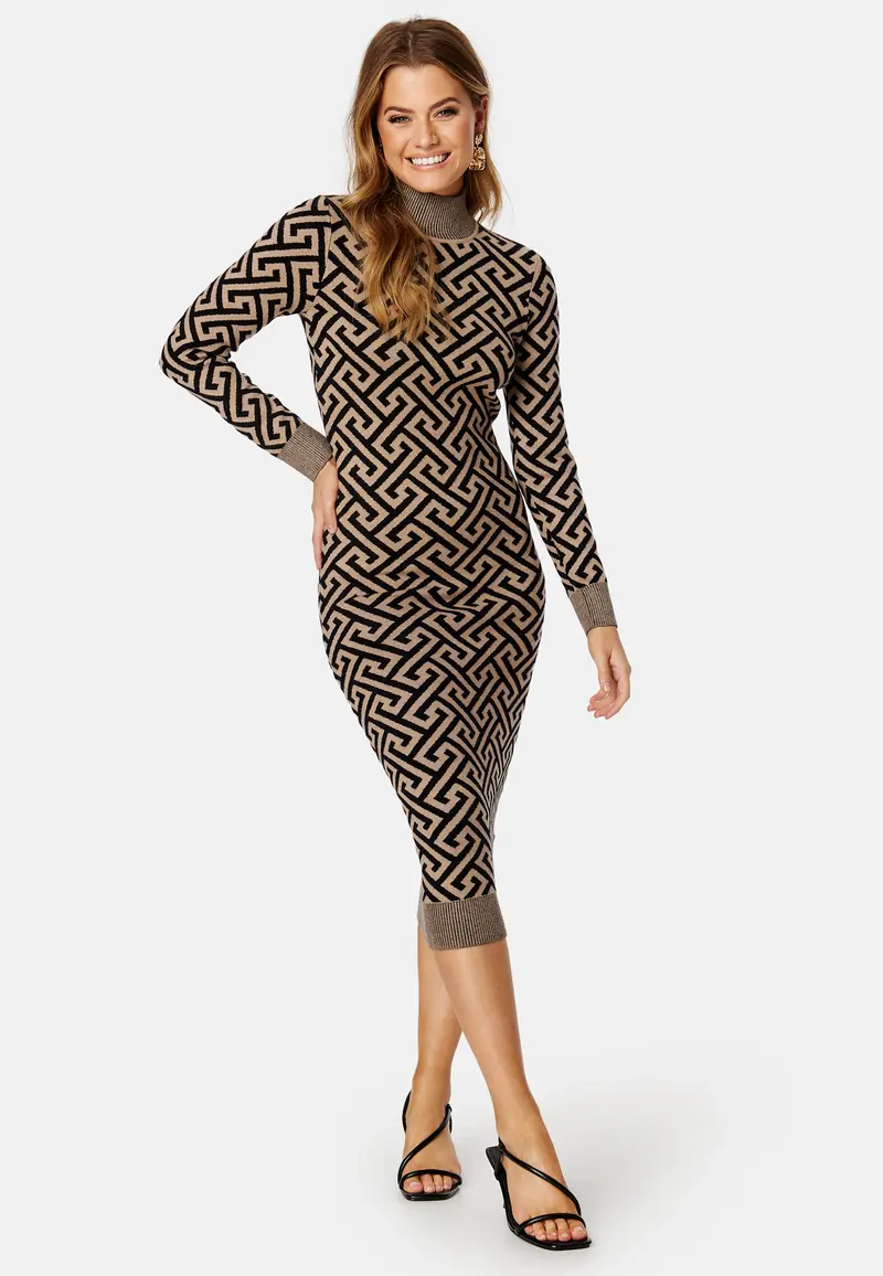 Aria LS High-Neck Calf Dress