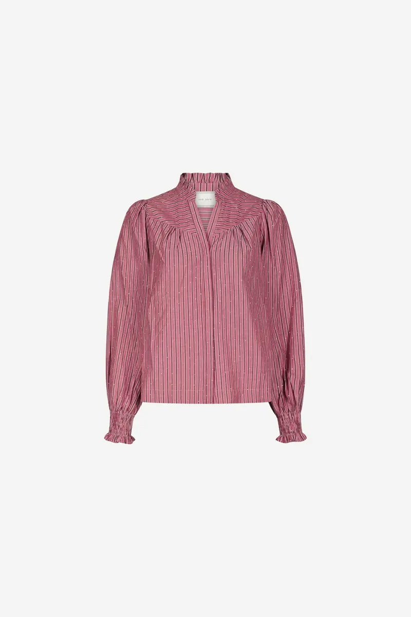 Astrida Soft Stripe Stone Blouse Dark Rose