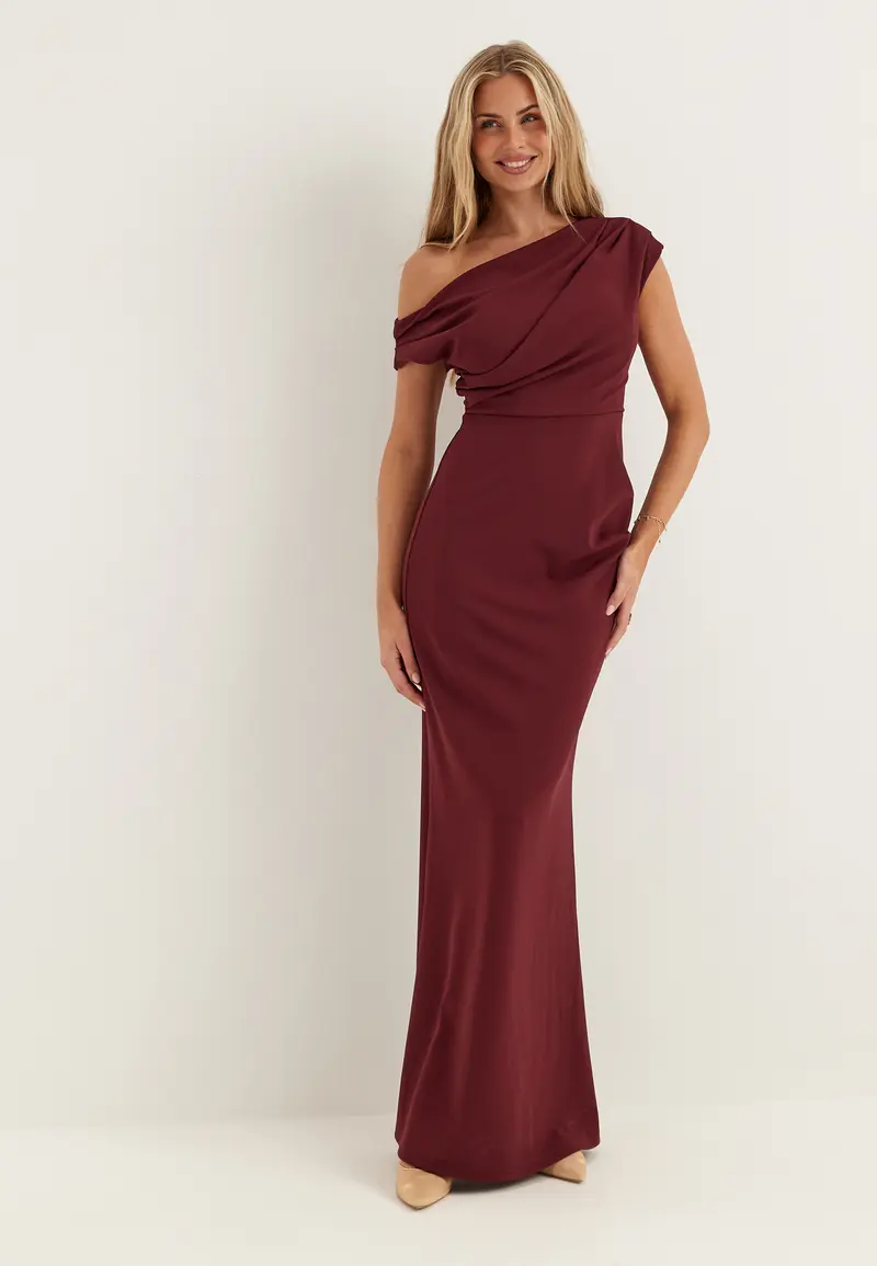 Asymmetric Draped Maxi Dress