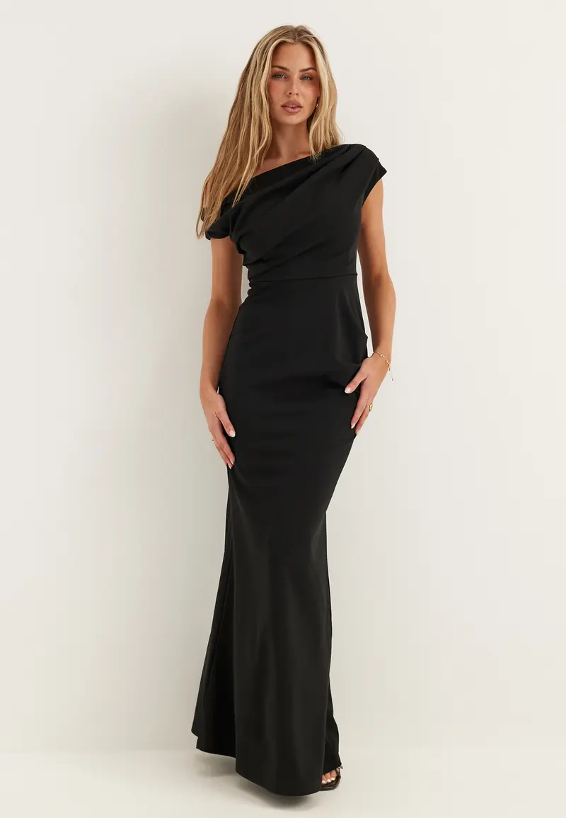 Asymmetric Draped Maxi Dress