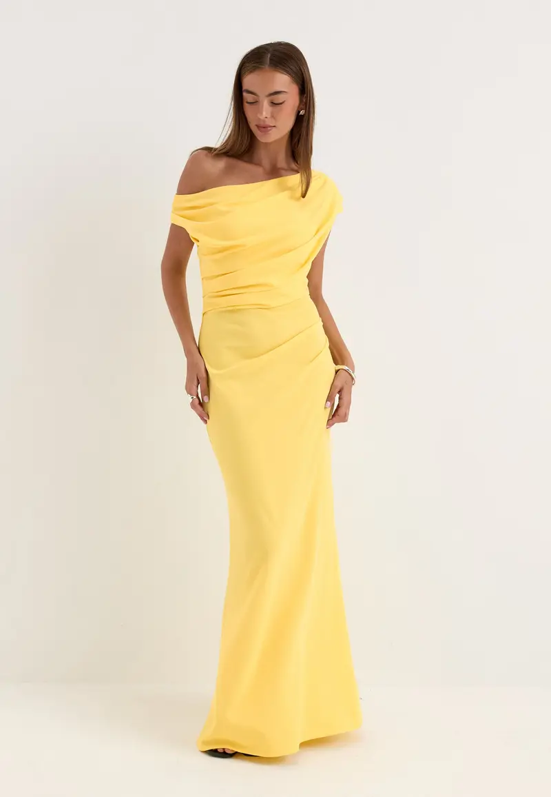 Asymmetric Draped Maxi Dress