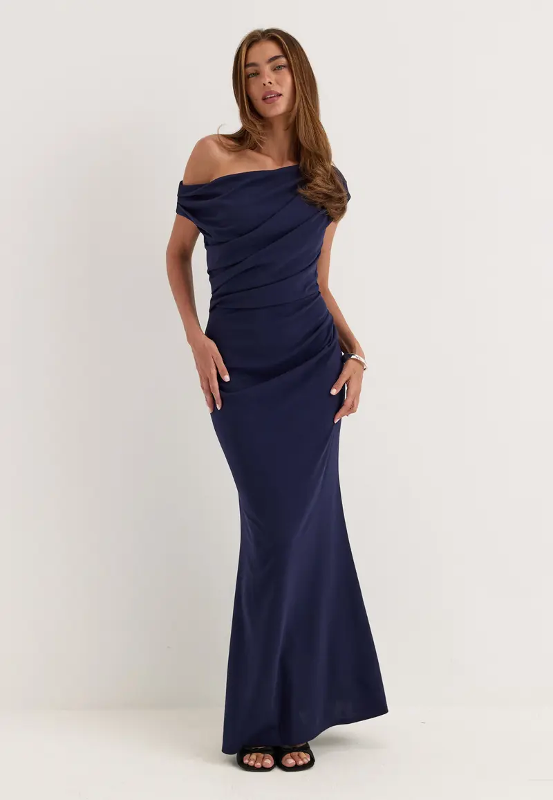 Asymmetric Draped Maxi Dress