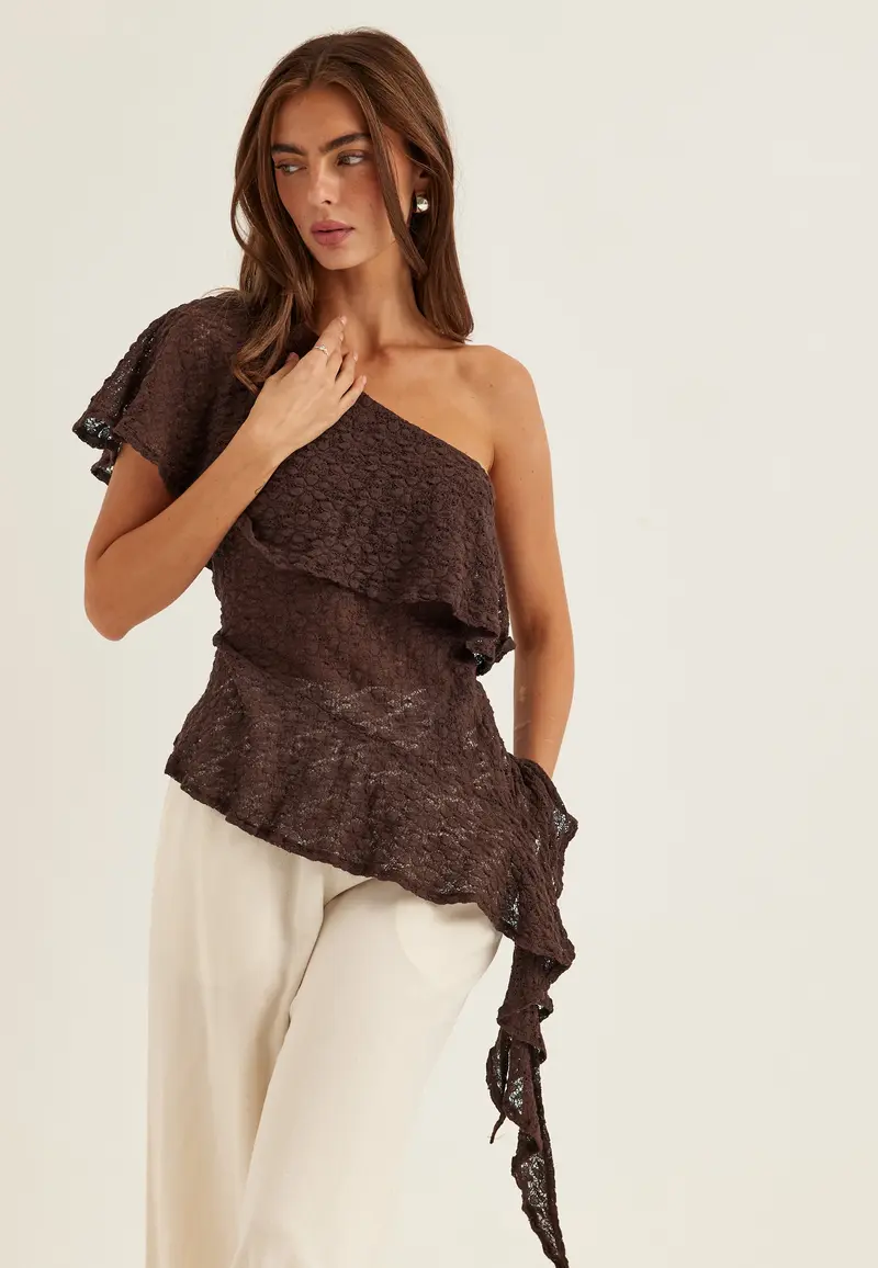 Asymmetric Frill Lace Top