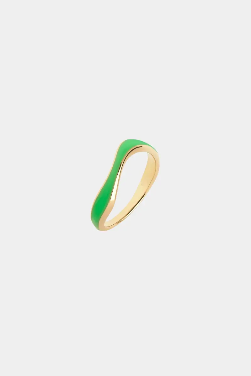 Aura Neon Green Ring Gold