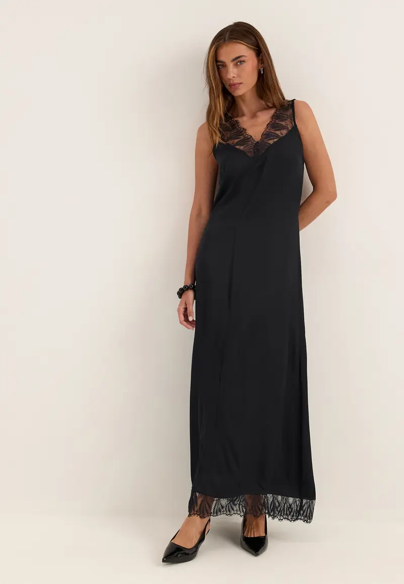 Awclaire Sl V-neck Ankle Lace Dress