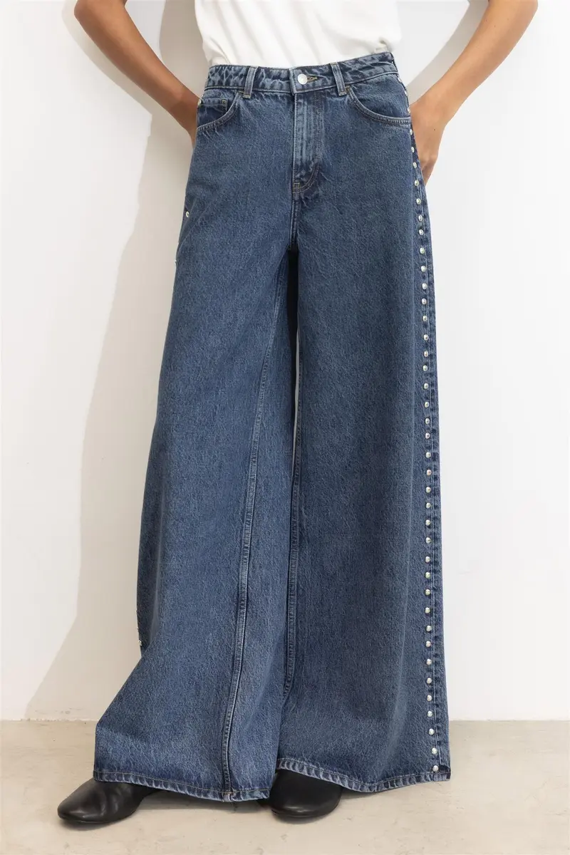 Bailey Studs Jeans Washed Dark Blue