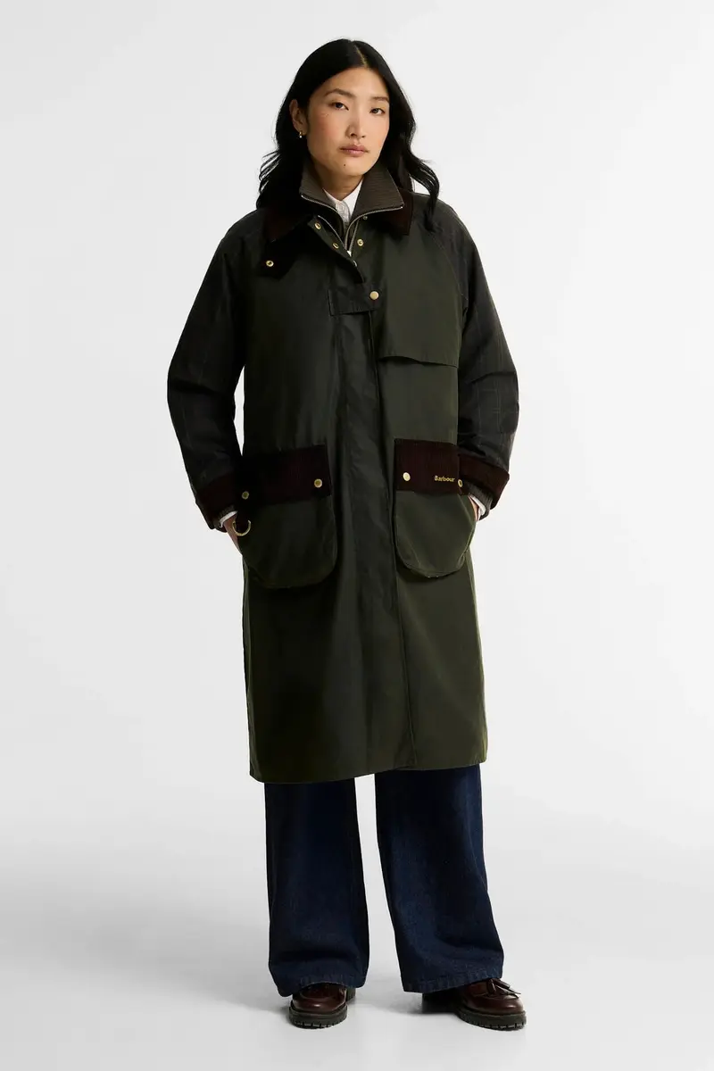 Barbour Check Kirklees Wax Jacket Olive
