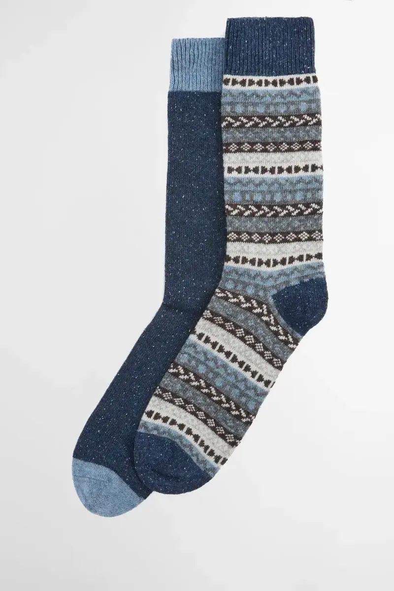 Barbour Fair Isle Sock 2 Pack Midnight Oak