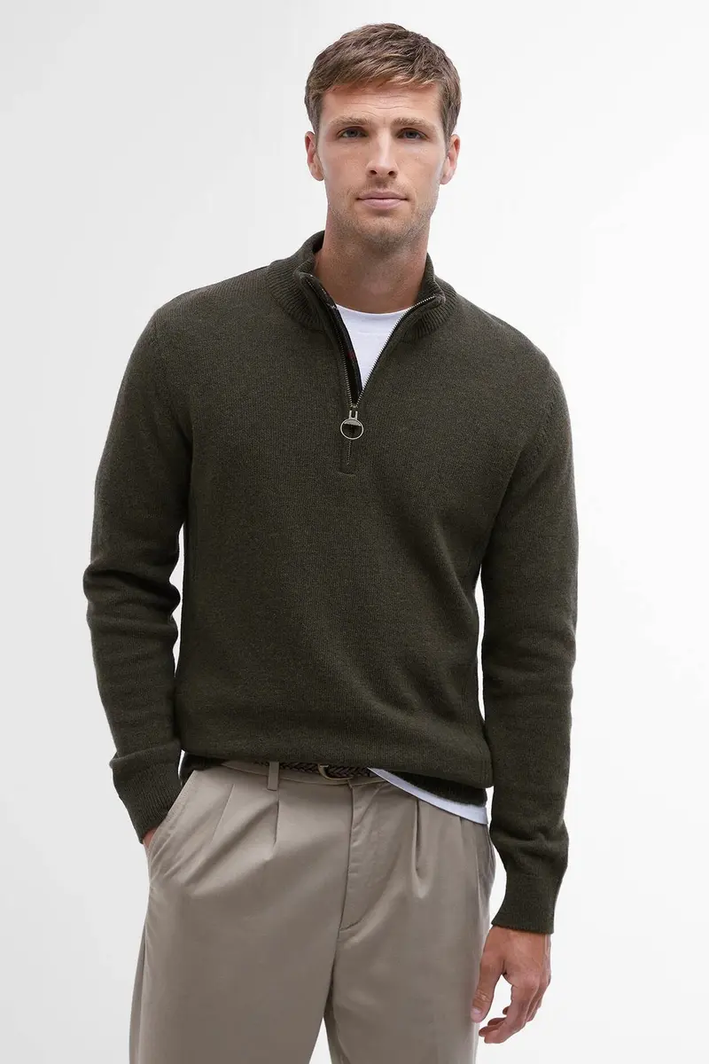 Barbour Holden Half Zip Olive Marl