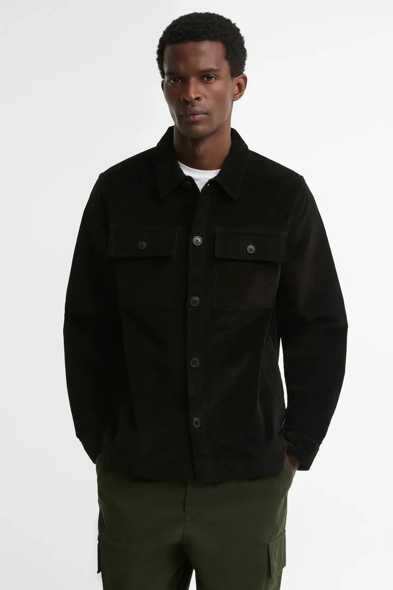 Barbour Tartan Trim Cotton Overshirt Olive