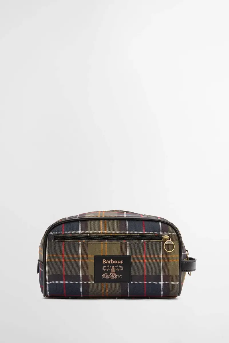 Barbour Tartan Washbag Olive