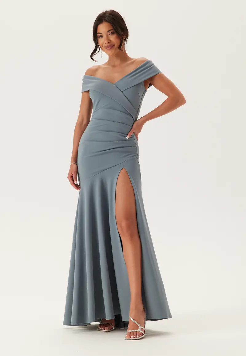 Bardot Pleat Maxi Split Dress