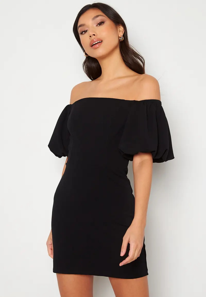 Bardot Puff Sleeve Mini Dress