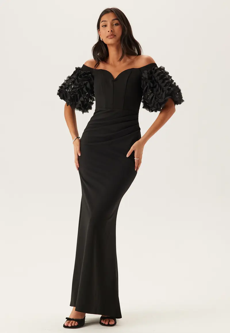 Bardot Ruffle Sleeve Maxi Dress