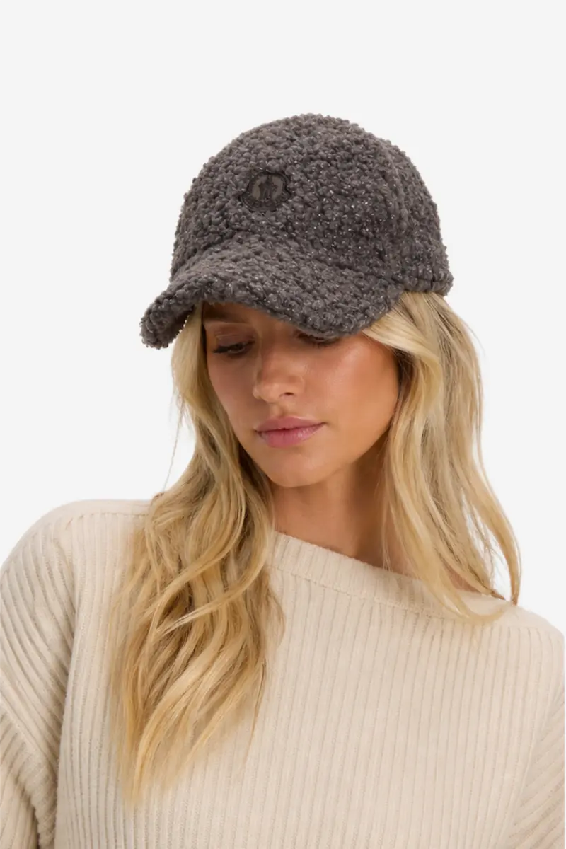 Baseball Cap Faux Shearling Metallic