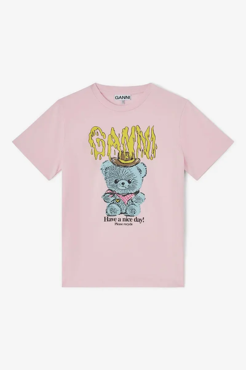 Basic Cotton Jersey T-shirt Cowboy Bear Print