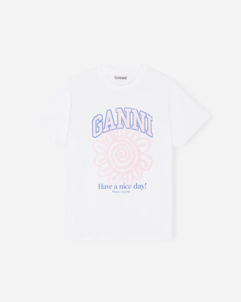Basic Jersey Flower Relaxed T-shirt - Bright White