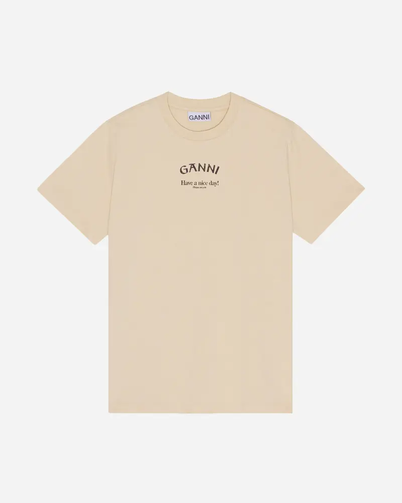 Basic Jersey Ganni Relaxed T-shirt - Pale Khaki
