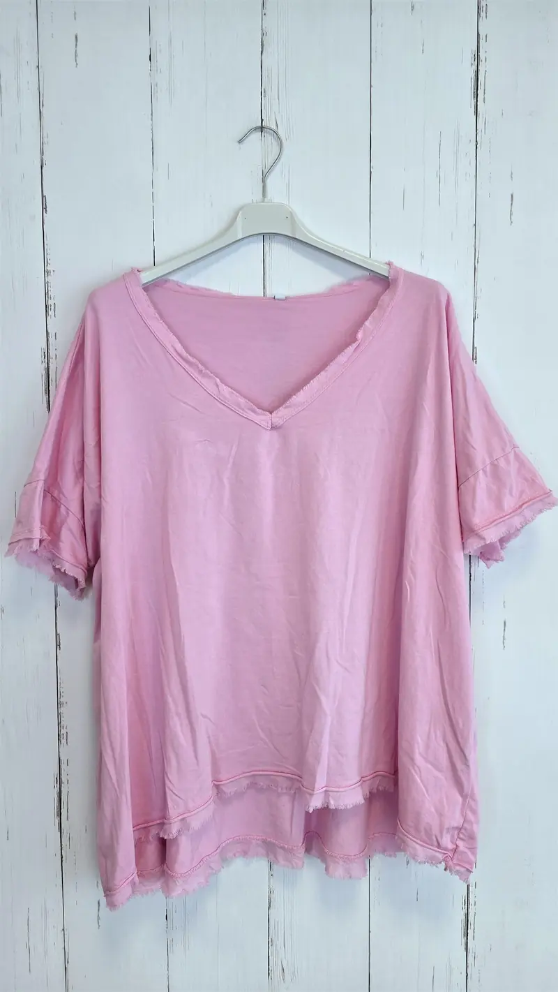 Basic Topp med V-hals rosa