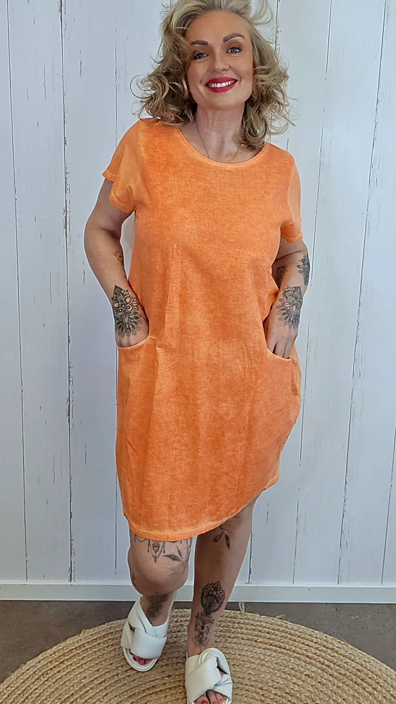 Beate bomullskjole orange