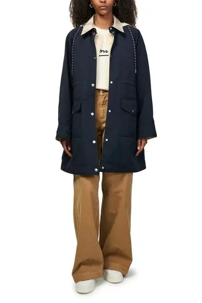 Begonia 3-in-1 Hooded Long Down Jacket Navy