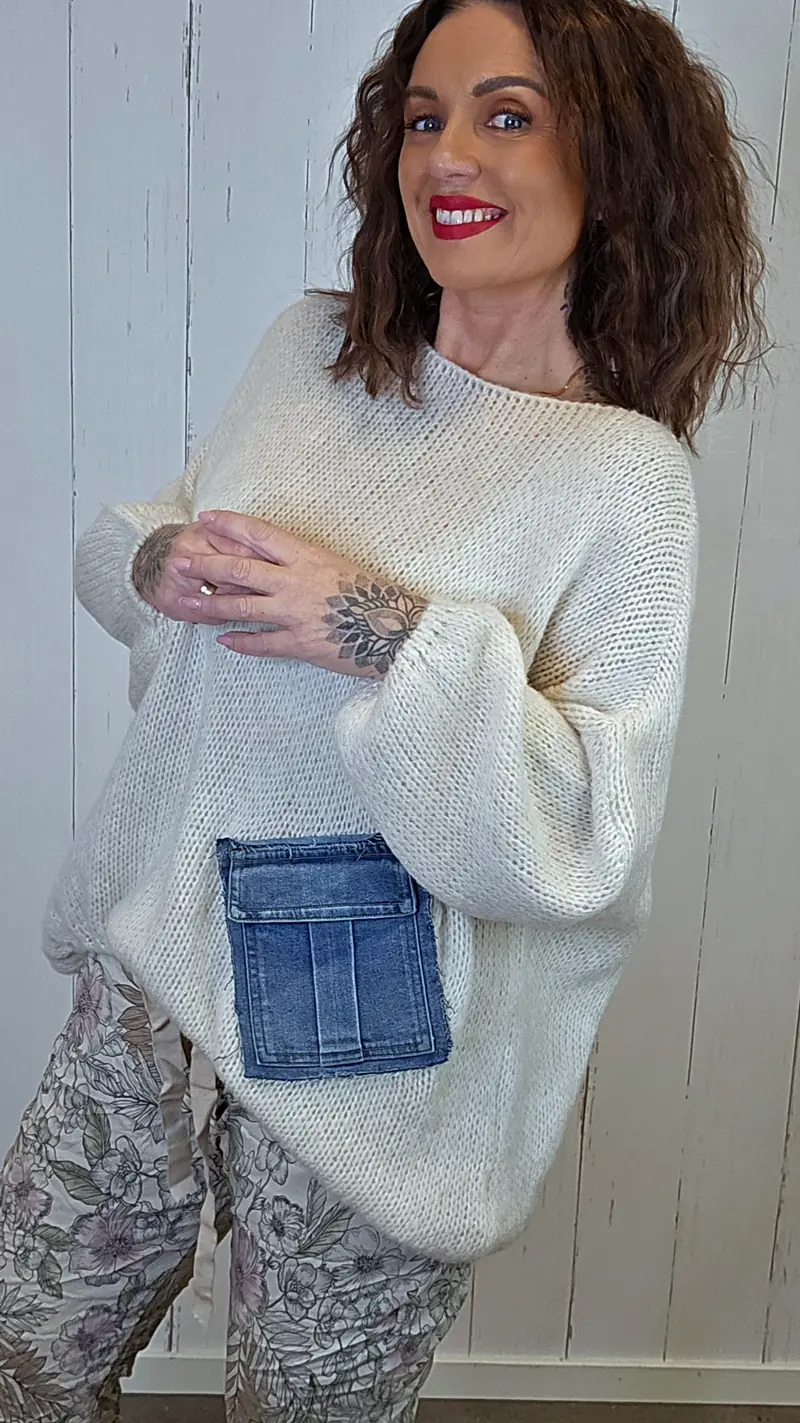 Bella Strikket Genser Creme