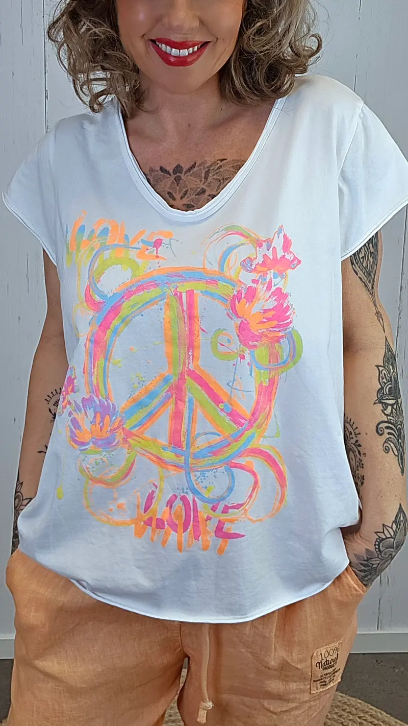 Bella t-skjorte peace hvit